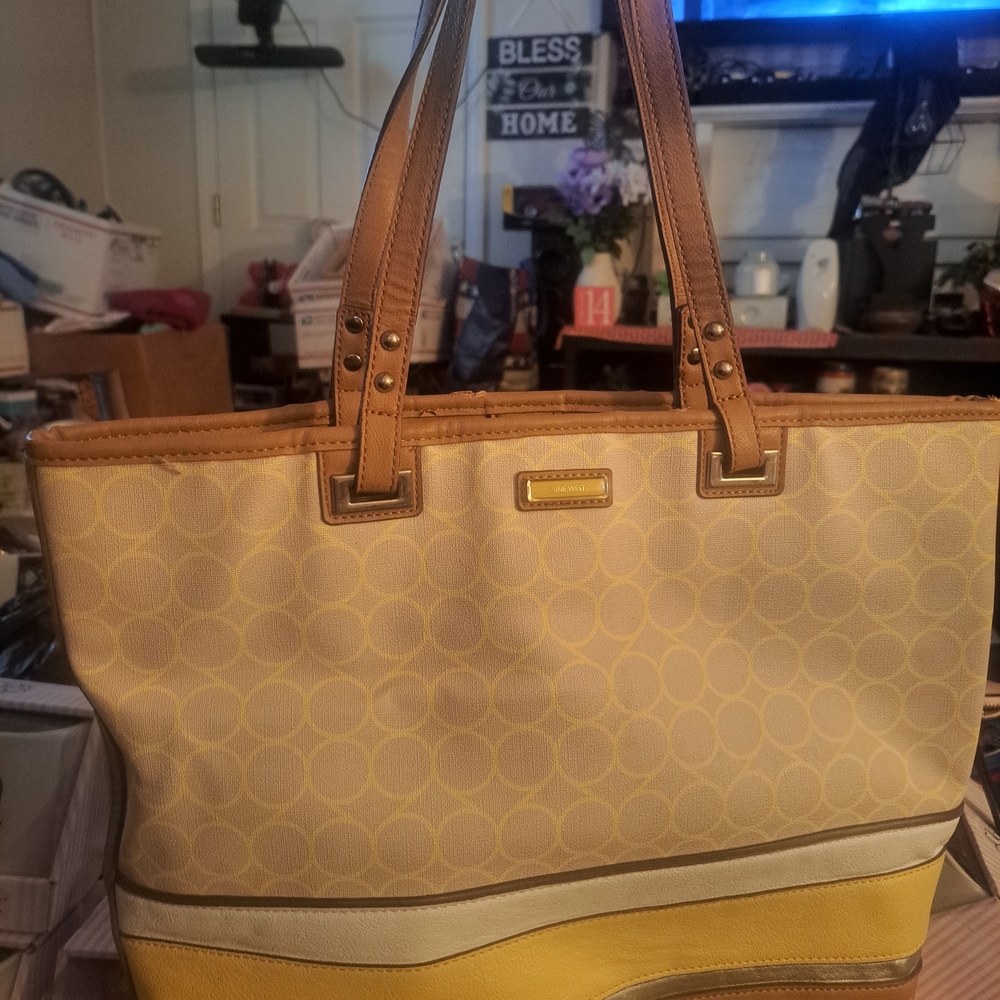 Nine West Yellow and Brown Tote Bag